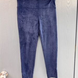 NET CHASER Velvet Navy Blue High-Waisted Leggings